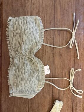 Hollister Light Sage Textured Bandeau Bikini Set